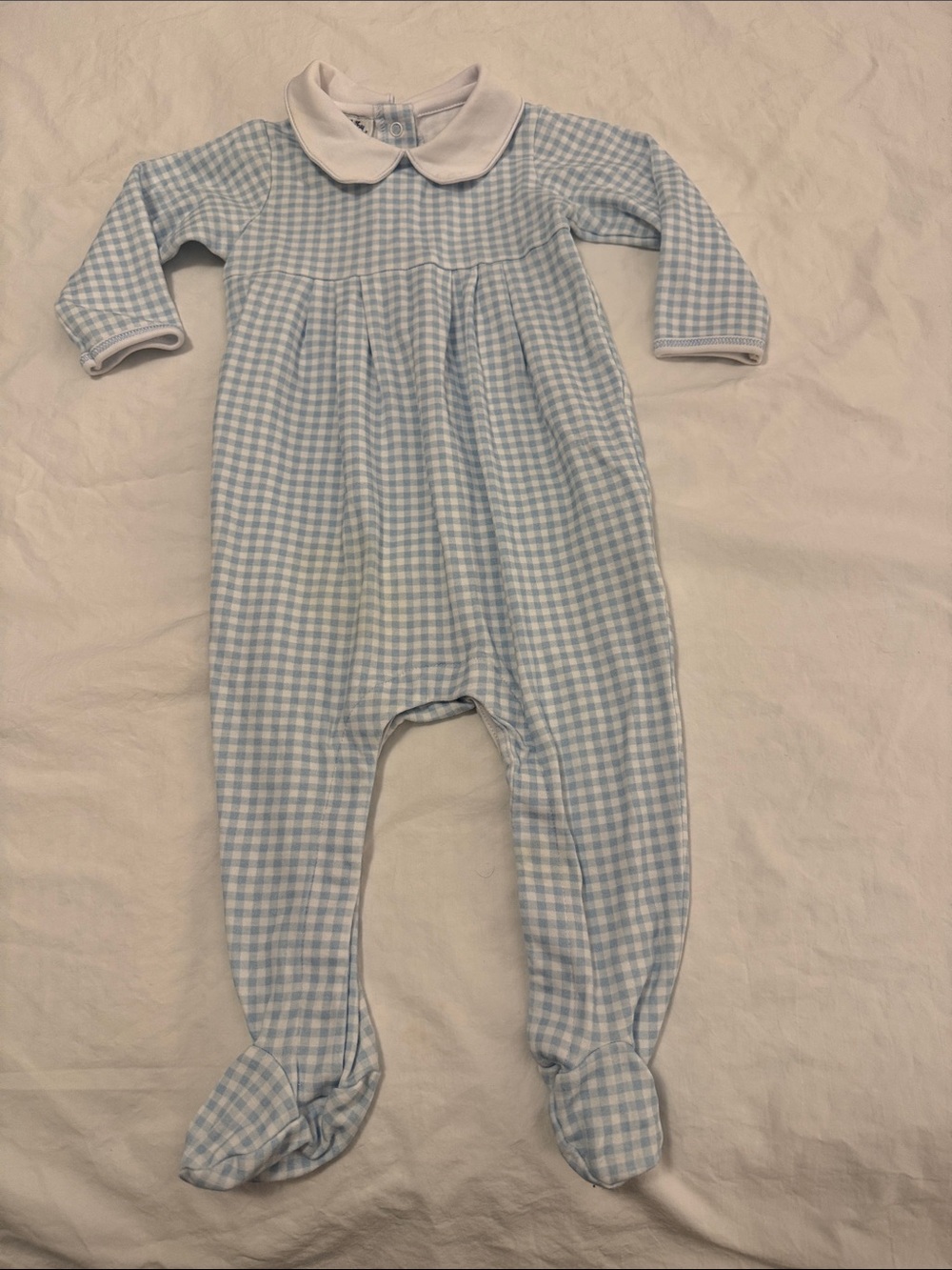 Magnolia Baby size 9 months footed onesie baby blue